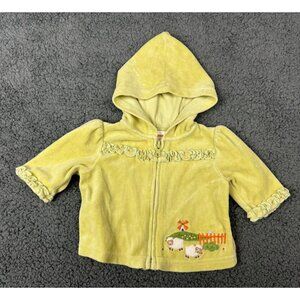 Gymboree Baby Girl Hooded Jacket Sheep Lamb Velour 0-3 Barnyard Wooly Pals Green